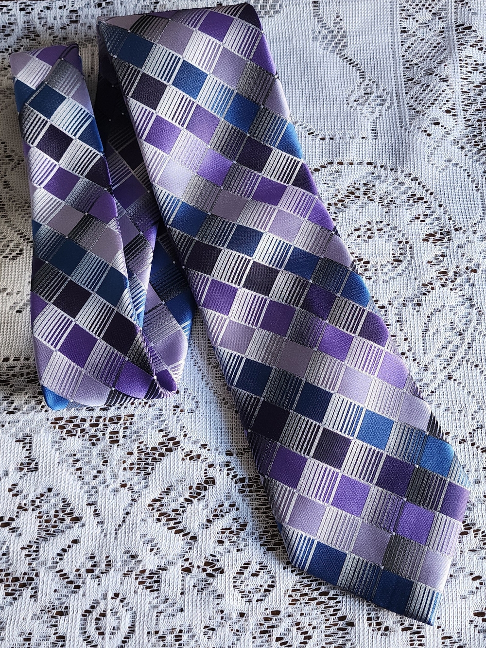 Van Heusen Purple and Blue Checkered Men’s Tie